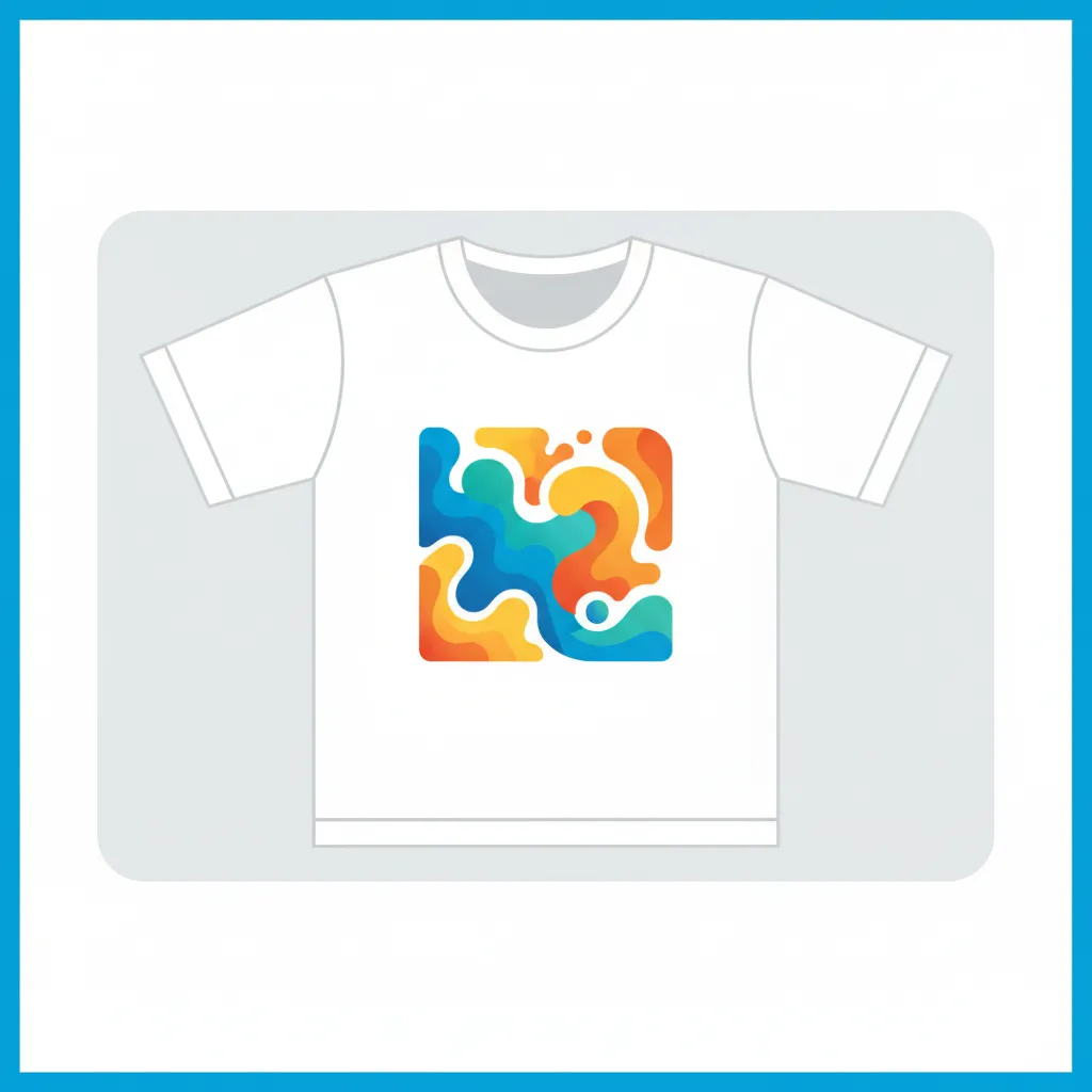 Hình in chuyển nhiệt được đặt ngay ngắn trên áo thun trắng