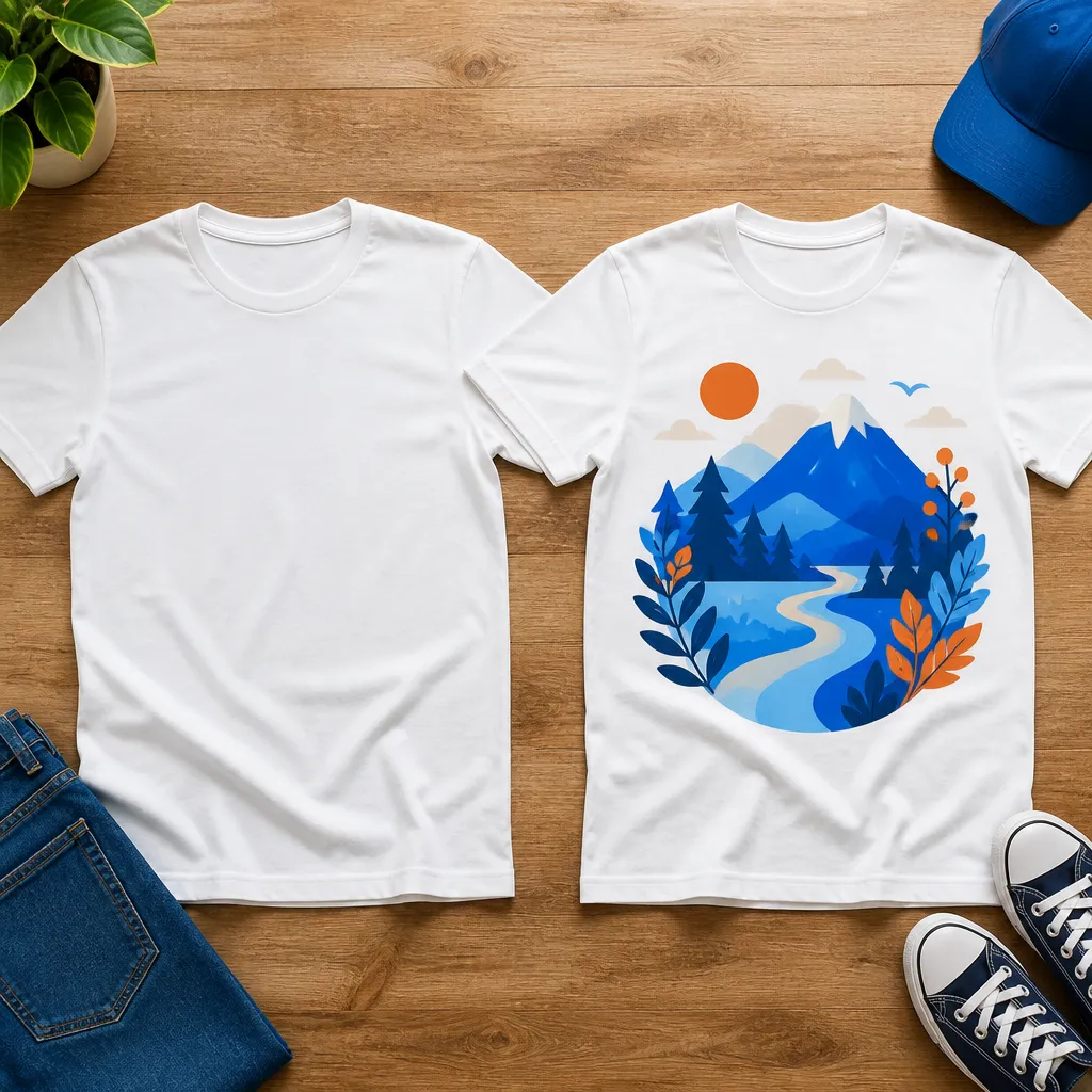 So sánh áo trơn và áo sau khi ép hình in