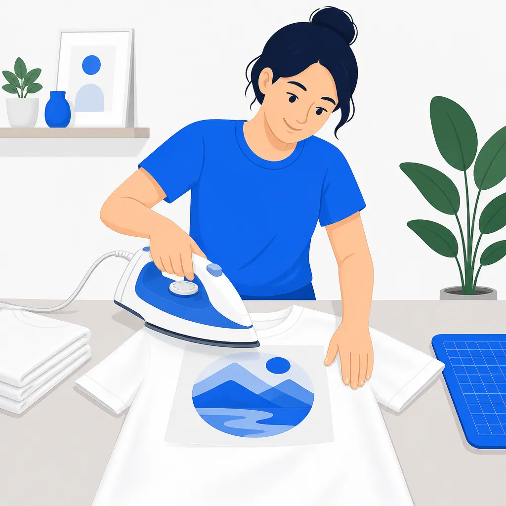 Dùng bàn ủi gia đình ép hình lên áo