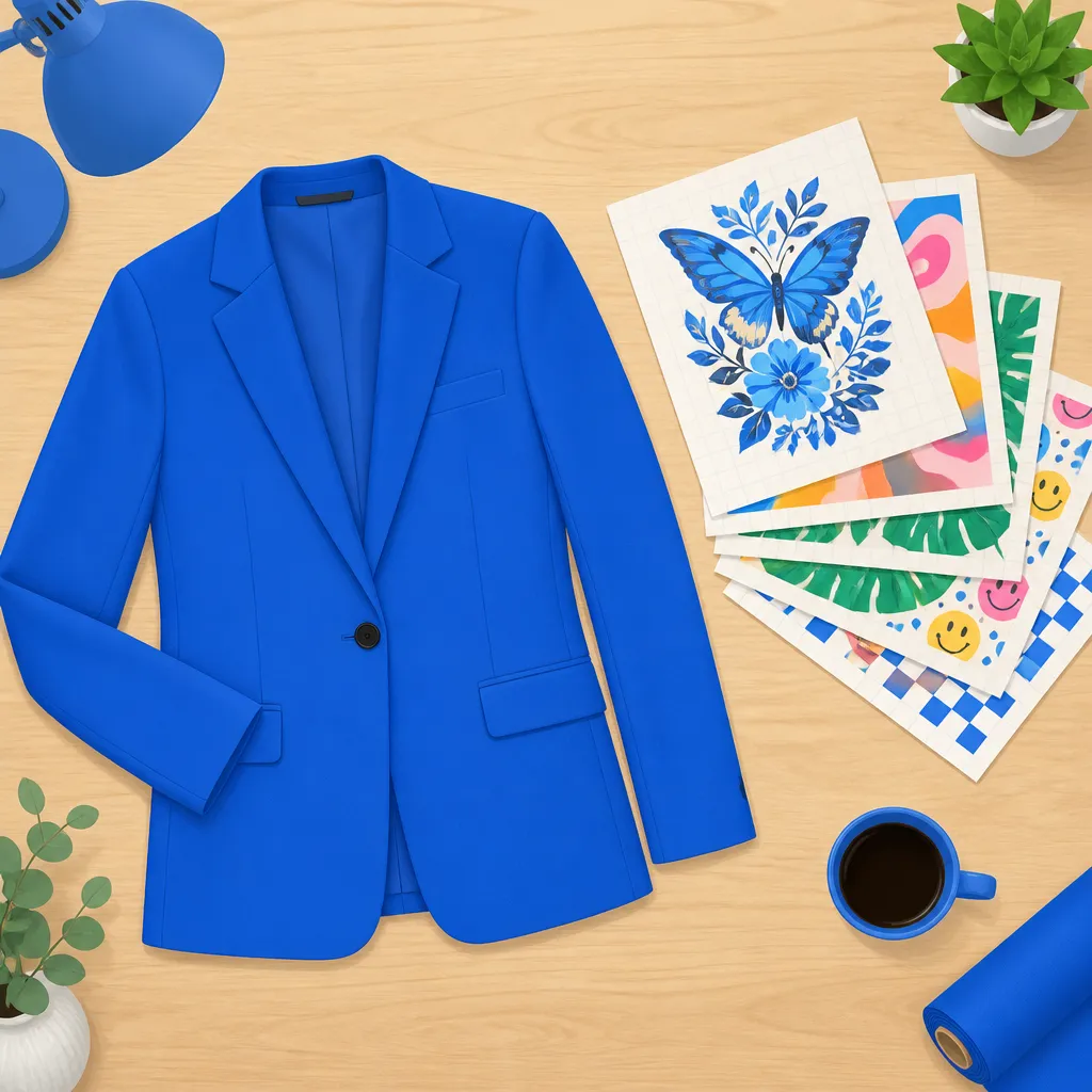 Áo vest trơn đặt cạnh các mẫu hình in chuyển nhiệt nhiều màu