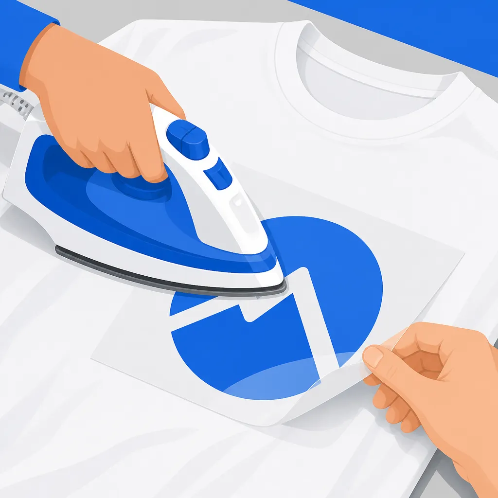 Cách ủi hình in PET logo lên áo bằng bàn ủi tại nhà