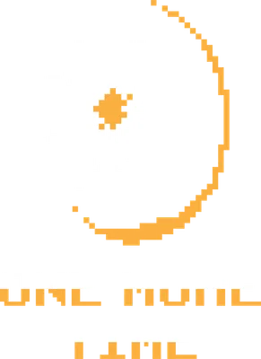 Hình pixel art mặt trời và chữ 'One More Time' màu cam và trắng, phong cách retro game.