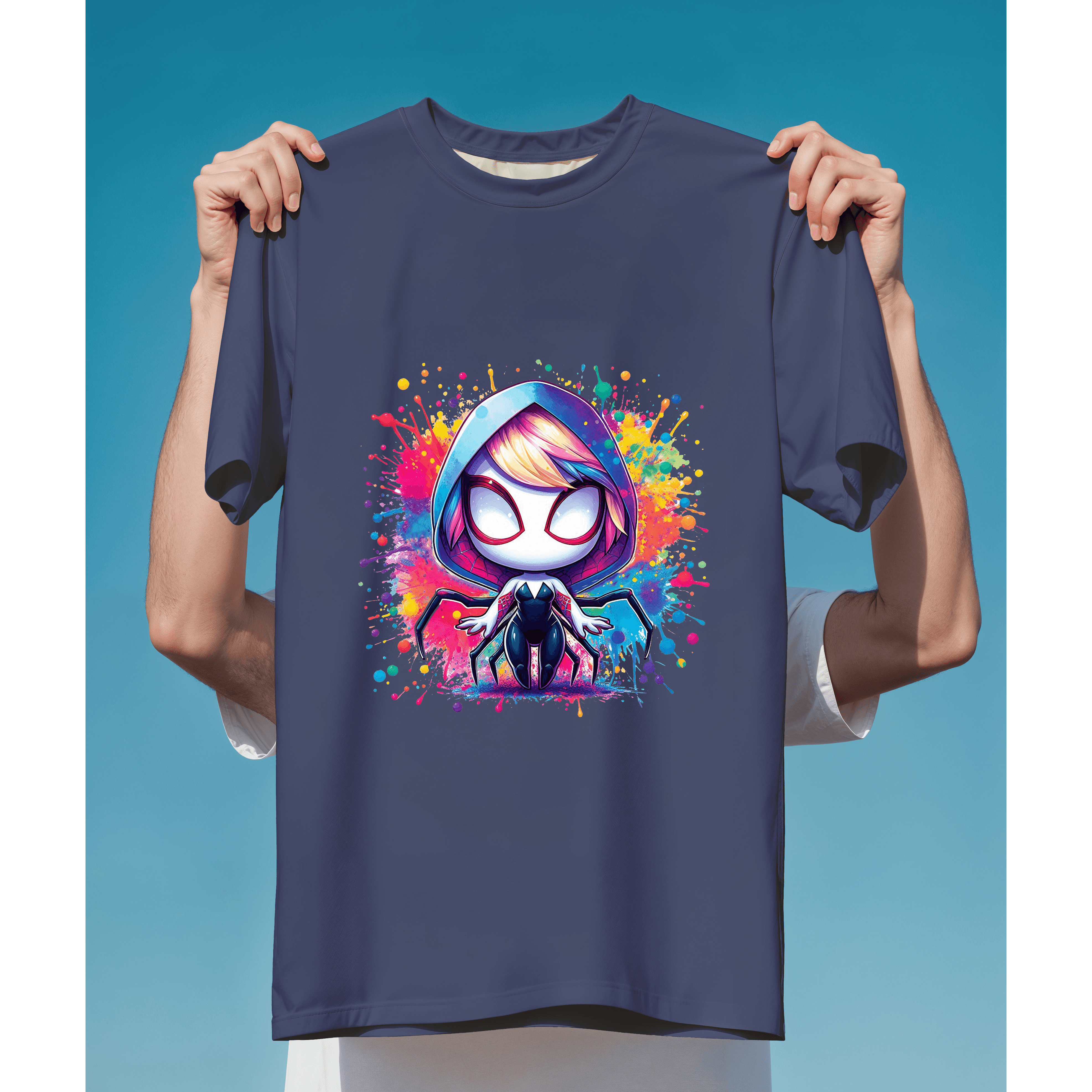 Spider-Gwen chibi đáng yêu với hiệu ứng màu sắc rực rỡ