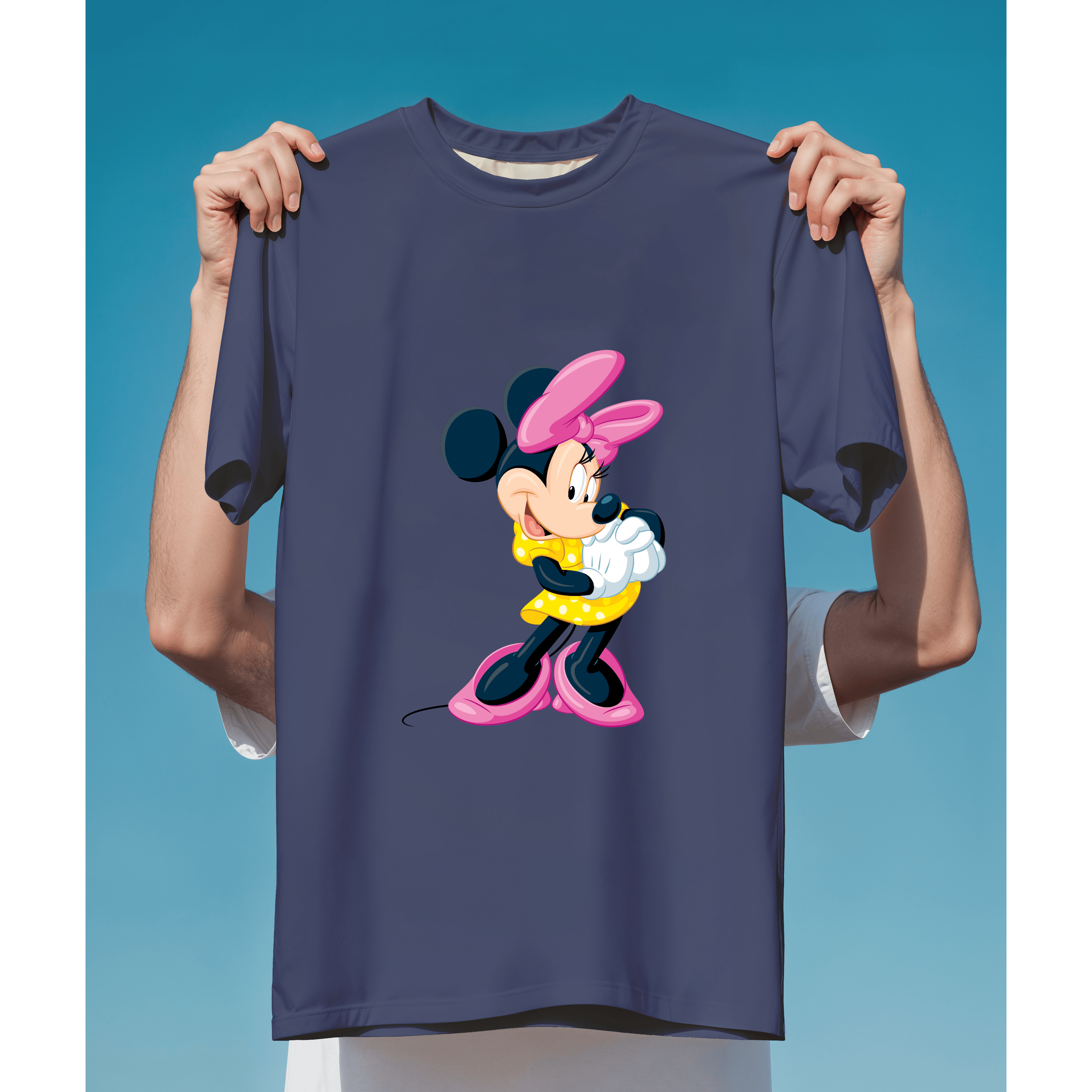 Minnie Mouse hoạt hình dễ thương váy vàng chấm bi hồng