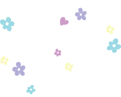Hình in chữ Believe In You màu trắng với hoa văn hoa lá nhỏ màu pastel xanh, tím, vàng và trái tim.