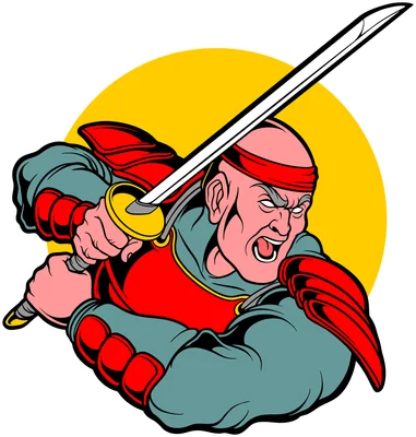 Hình ảnh minh họa chiến binh Samurai Nhật Bản với biểu cảm dữ dội, đang vung kiếm katana.