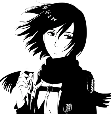 Hình vẽ Mikasa Ackerman, nhân vật anime Attack on Titan, với mái tóc bay trong gió và biểu cảm quyết tâm.