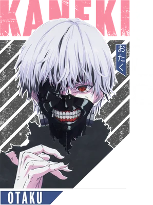 Hình ảnh Kaneki Ken từ Tokyo Ghoul với mặt nạ và mái tóc trắng, đôi mắt đỏ.