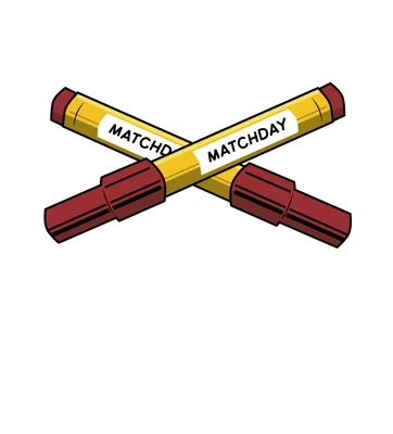 Logo Adidas Originals với hai cây bút dạ màu vàng đỏ bắt chéo, có chữ "Matchday" trên thân bút.