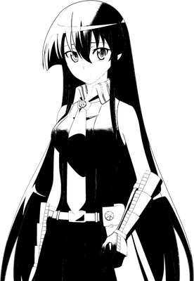 Nhân vật nữ anime tóc dài phong cách manga đen trắng sắc nét