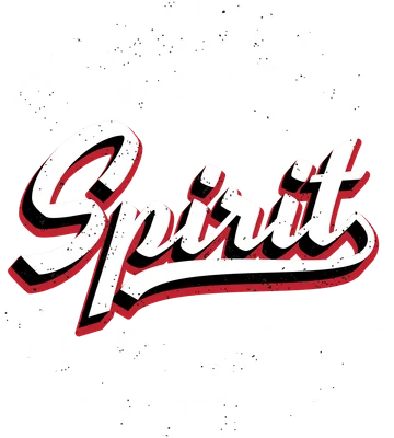 Thiết kế chữ Brooklyn Champion Spirit Athletic Dept. màu trắng đỏ đen trên nền xám, phong cách vintage thể thao.