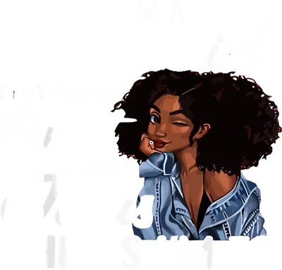 Hình ảnh cô gái da màu với mái tóc xù, đang nháy mắt và dựa tay vào má, kèm dòng chữ 'I AM A October Girl, I MAY NOT BE Perfect BUT Jesus THINKS I'M TO'