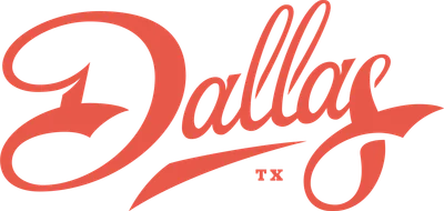 Chữ Dallas TX viết tay màu cam trên nền xám
