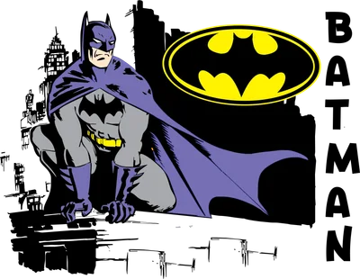 Hình ảnh Người Dơi Batman mặc trang phục tím xám, ngồi rình rập trên mái nhà với biểu tượng Bat-Signal phía sau.