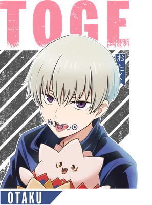 Hình ảnh nhân vật anime nam tóc bạc, mắt tím, đang ôm một sinh vật màu hồng dễ thương.