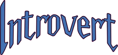 Chữ 'Introvert' viết theo font Gothic màu xanh dương viền tím trên nền xám