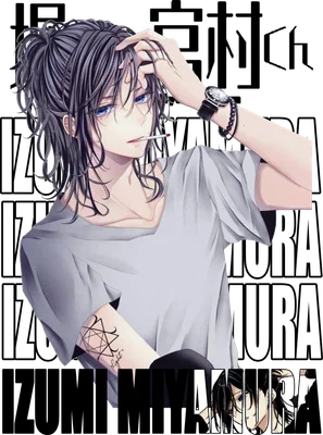 Hình ảnh chàng trai anime tóc dài buộc cao, đeo đồng hồ, đang hút thuốc, có hình xăm trên cánh tay.