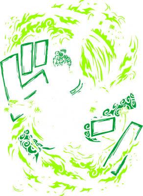 Hình ảnh Zoro (One Piece) trong tư thế chiến đấu, tay cầm kiếm, bao quanh bởi hào quang xanh lá.