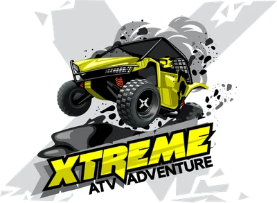 Xe địa hình ATV màu vàng đang chạy trên địa hình gồ ghề với chữ Xtreme ATV Adventure