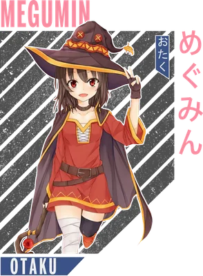 Hình ảnh cô gái pháp sư Megumin trong trang phục đỏ, đội mũ phù thủy, vẫy tay chào.