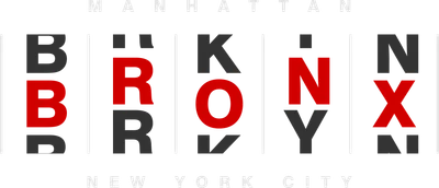 Thiết kế chữ Brooklyn New York City với các chữ cái màu đỏ và xám trên nền xám