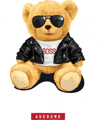 Gấu bông cool ngầu đeo kính đen áo khoác da phong cách boss 1979