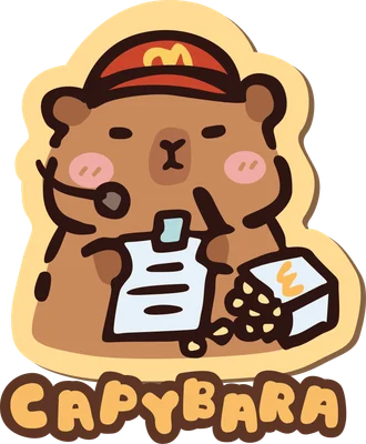 Capybara nhân viên giao hàng dễ thương, phong cách hoạt hình