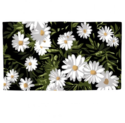 Hình minh họa hoa cúc trắng và lá xanh trên nền đen, kèm chữ 'ROMANCE' và định nghĩa từ điển.