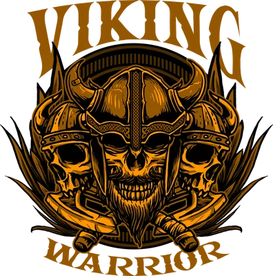 Hình minh họa chiến binh Viking đầu lâu đội mũ sừng phong cách nghệ thuật mạnh mẽ