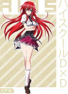 Rias Gremory tóc đỏ quyến rũ trong đồng phục học sinh