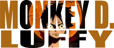 Hình ảnh Monkey D. Luffy, nhân vật chính trong anime One Piece, với chữ "MONKEY D. LUFFY" được thiết kế sáng tạo.