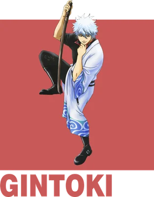 Hình ảnh nhân vật Gintoki trong Gintama, tóc bạc, mặc kimono trắng xanh, cầm kiếm, tư thế chiến đấu.