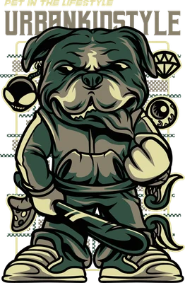 Chó Bulldog phong cách hiphop ngầu cầm gậy bóng chày