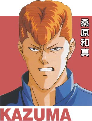 Hình ảnh chân dung nhân vật anime Kazuma với mái tóc vàng đặc trưng và biểu cảm nghiêm nghị.