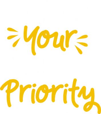 Hình ảnh chữ "Make Yourself a Priority" với font chữ viết tay màu trắng và vàng nổi bật trên nền xám.