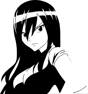 Hình ảnh cô gái anime tóc đen dài, nhìn nghiêng với ánh mắt sắc sảo, phong cách vẽ đơn giản.