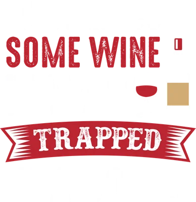 Hình ảnh chữ "I JUST RESCUED SOME WINE IT WAS TRAPPED IN A BOTTLE" với hình chai rượu và ly rượu vang.