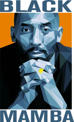Hình vẽ low poly chân dung Kobe Bryant với dòng chữ "BLACK MAMBA" phía trên và dưới.