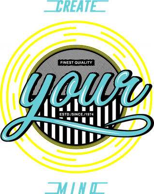 Thiết kế đồ họa typography với dòng chữ Create Your Own phong cách hiện đại, màu xanh neon và vàng trên nền xám