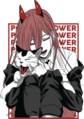 Hình ảnh anime cô gái tóc hồng với sừng, đang ôm một chú mèo trắng đen đang ngáp.