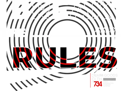 Hình in chữ 'Break The Rules' màu trắng và đen sọc đỏ trên nền xám, phong cách urban hiện đại.