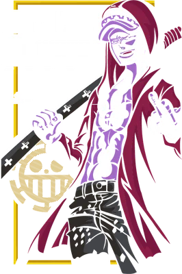Hình vẽ Trafalgar D. Water Law, nhân vật One Piece, cầm kiếm, phong cách anime