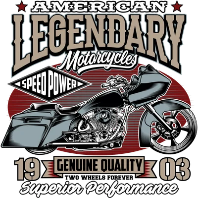 Hình ảnh xe mô tô Harley Davidson phong cách cổ điển với dòng chữ 'American Legendary Motorcycles'