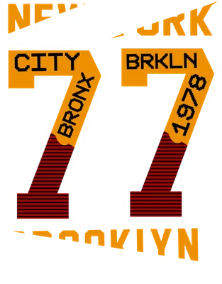Thiết kế đồ họa số 77 với chữ New York City, Bronx, Brooklyn và năm 1978.