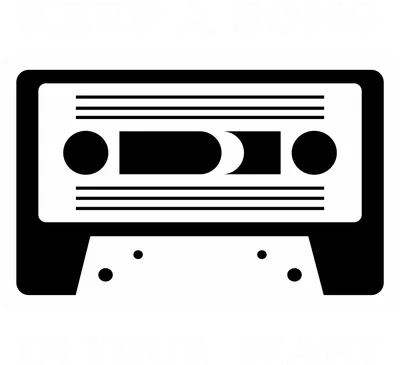 Hình ảnh băng cassette đen trắng với dòng chữ "KEEP A SONG IN YOUR HEART" ở trên và dưới.