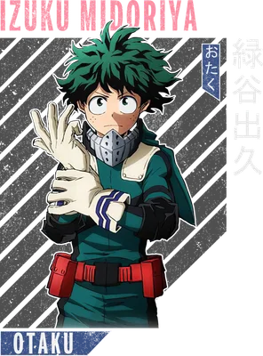 Nhân vật Izuku Midoriya (Deku) trong trang phục anh hùng, tóc xanh, đeo mặt nạ, giơ tay tạo dáng.
