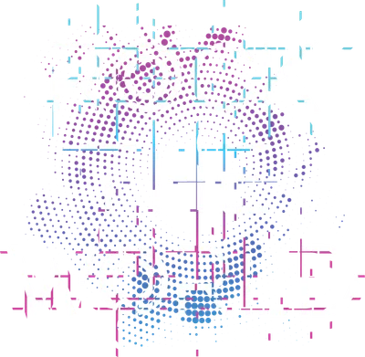 Hình ảnh chữ "Rock The World" với font chữ hiện đại, màu trắng nổi bật trên nền xám, có hiệu ứng chấm bi và đường kẻ màu xanh, tím.