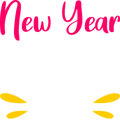 Thiết kế chữ 'New Year 2021 Party' với màu hồng neon, trắng và vàng trên nền xám.