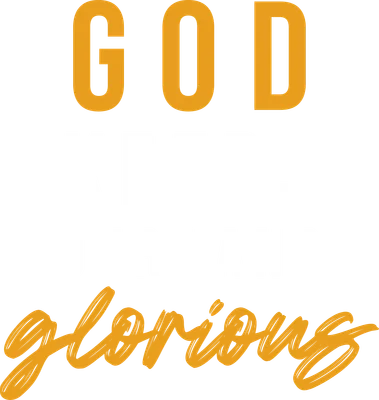Dòng chữ 'GOD KEEPS OUR LAND GLORIOUS' màu vàng và trắng trên nền xám.