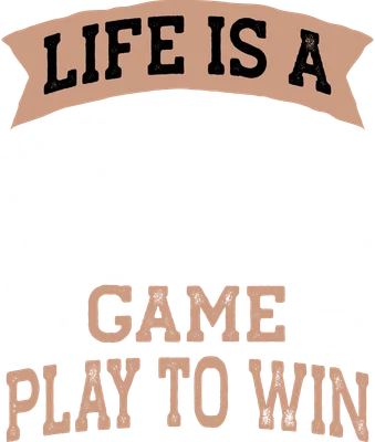 Hình ảnh đồ họa vintage đôi tay cầm điều khiển game với dòng chữ 'LIFE IS A GAME PLAY TO WIN' và các ngôi sao.